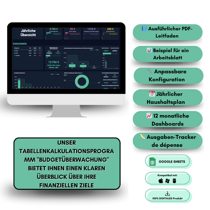 Ultimativer Budgetmanager: Kompatibel mit IOS, Android & Windows - Für Google Sheets optimiert