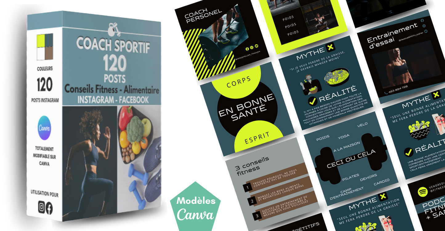 KIT Média sociaux - +320 Modèles pour COACH SPORTIF (CANVA)