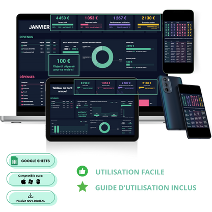 Gestionnaire de Budget Intuitif (Personnel & Pro) |  Épargnez facilement  [Optimisé Google Sheets]