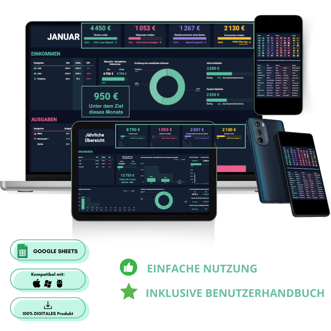 Ultimativer Budgetmanager: Kompatibel mit IOS, Android & Windows - Für Google Sheets optimiert